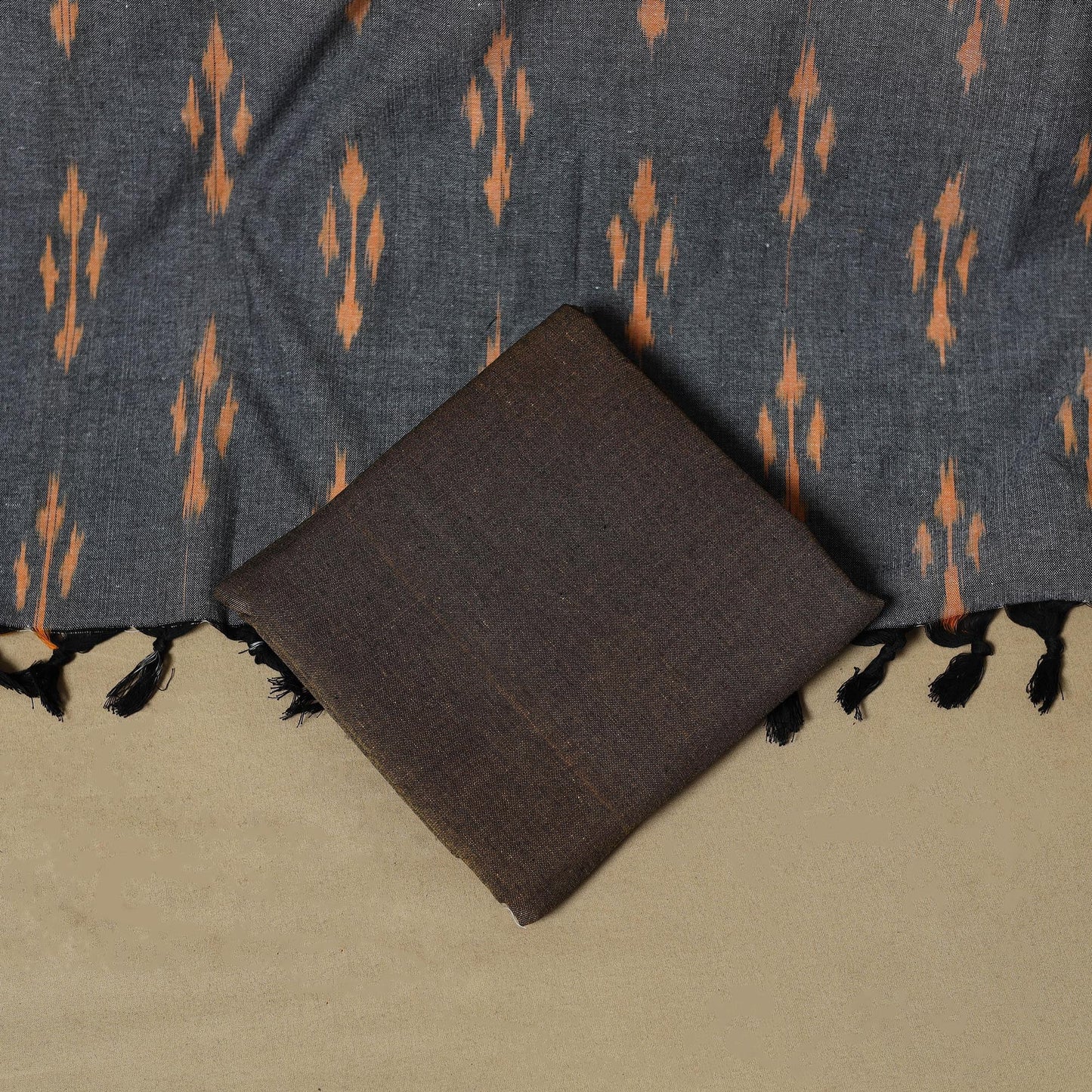 Pink - handloom cotton pochampally ikat 3pc unstitched