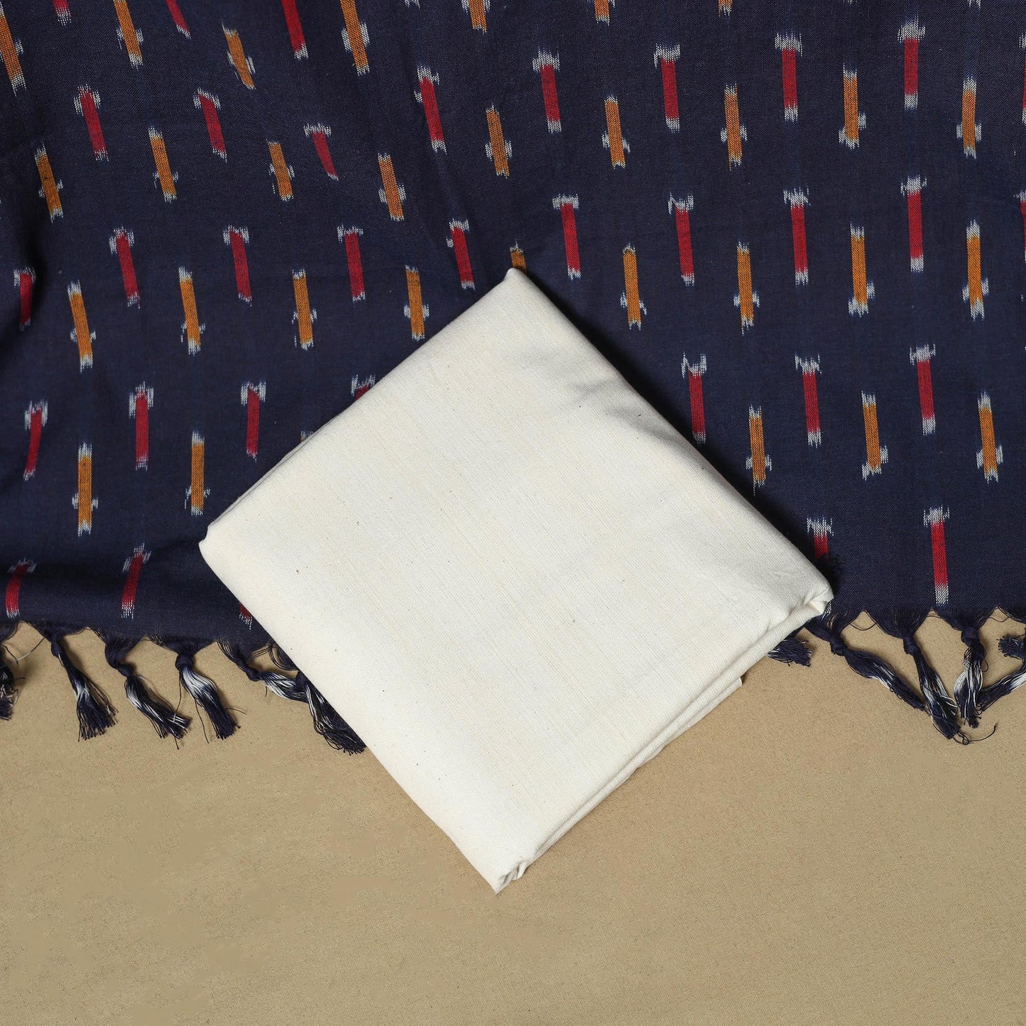 Pink - handloom cotton pochampally ikat 3pc unstitched