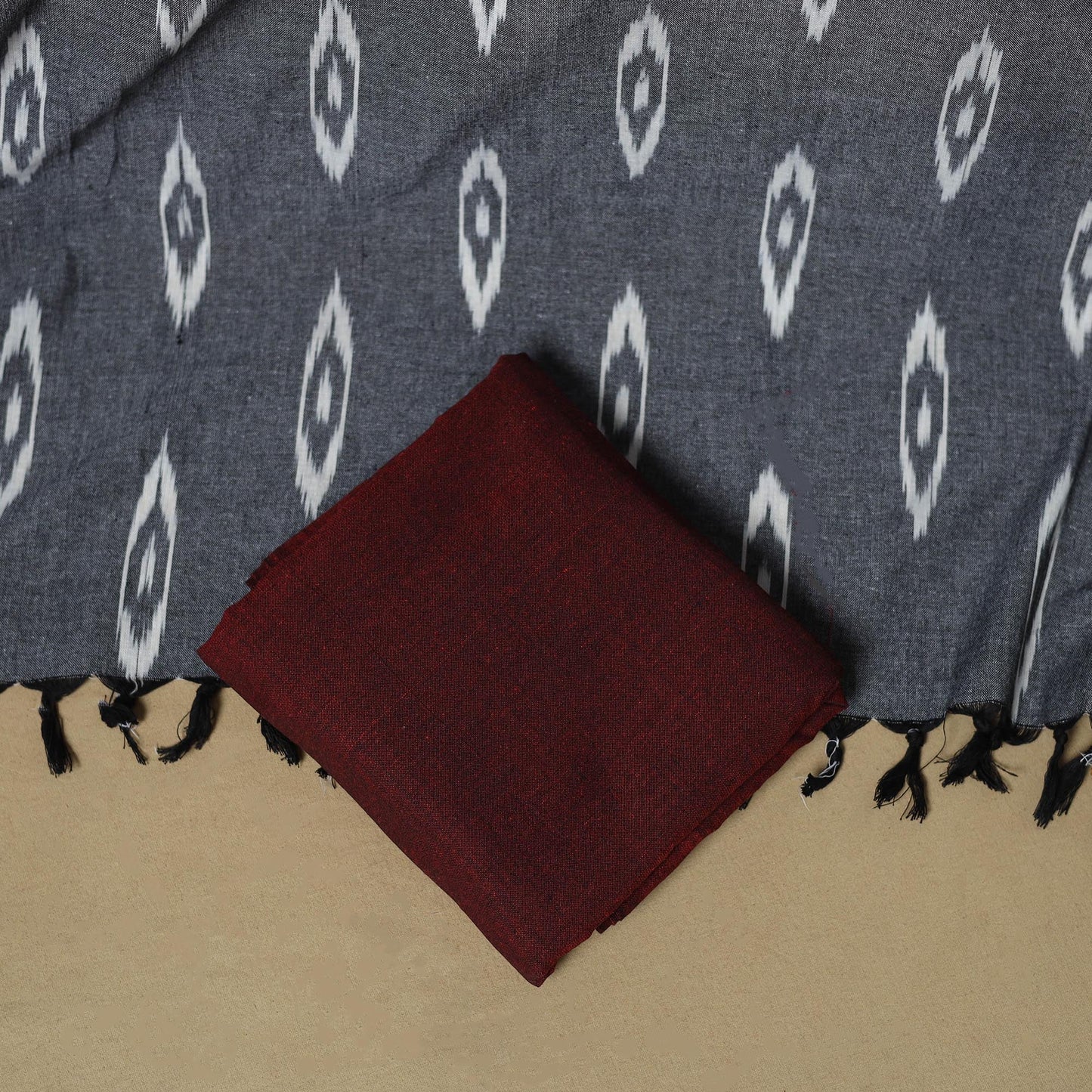 Handloom cotton pochampally ikat 3pc unstitched dress