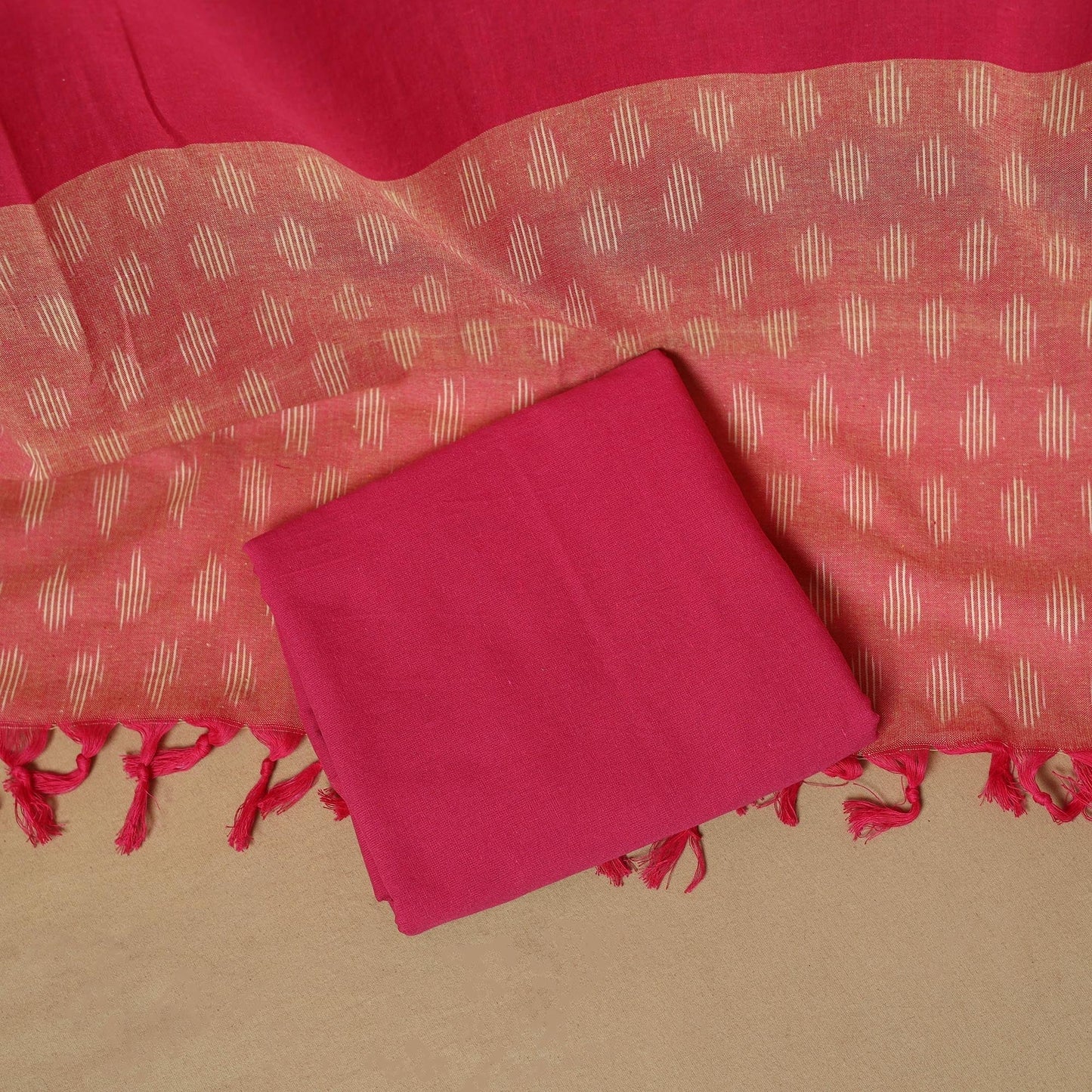 Handloom cotton pochampally ikat 3pc unstitched dress