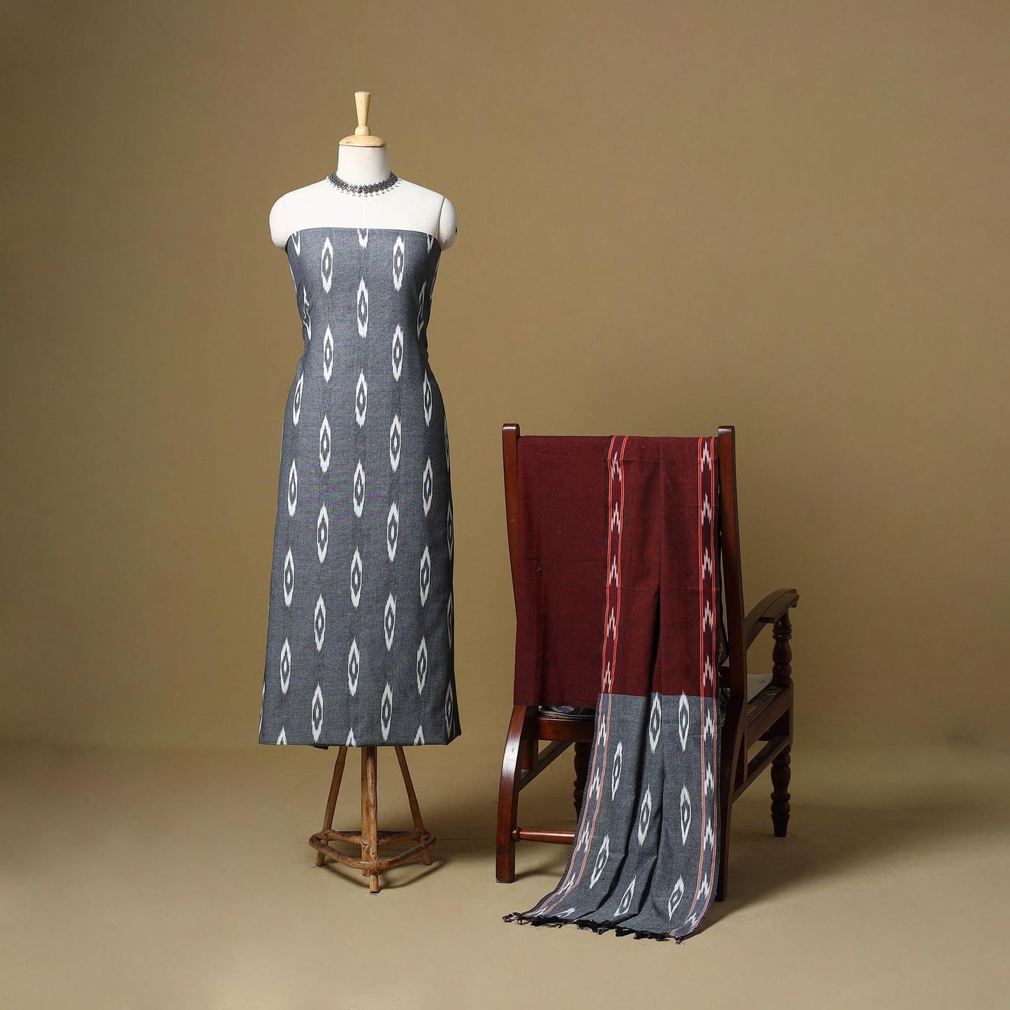 Handloom cotton pochampally ikat 3pc unstitched dress