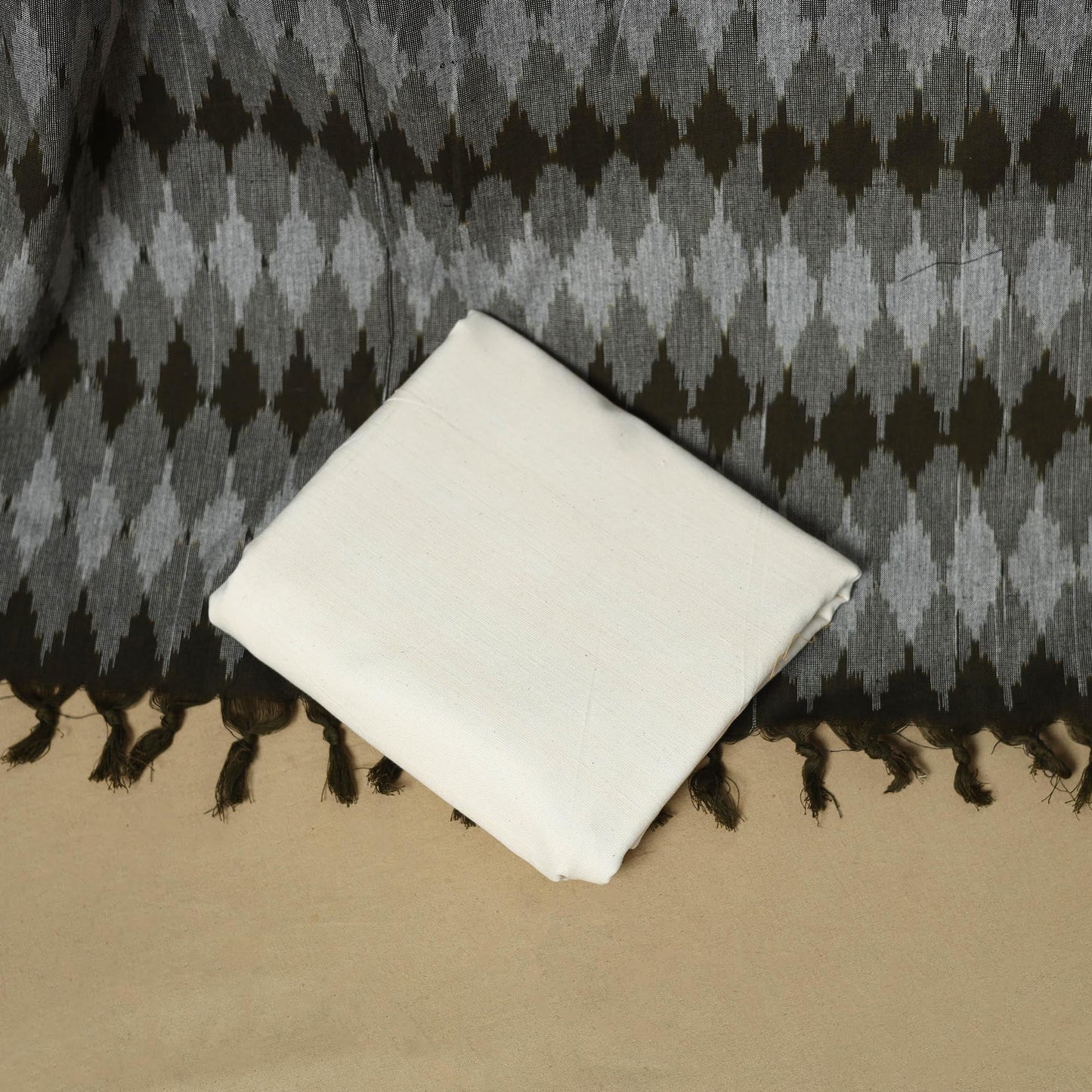 Handloom cotton pochampally ikat 3pc unstitched dress