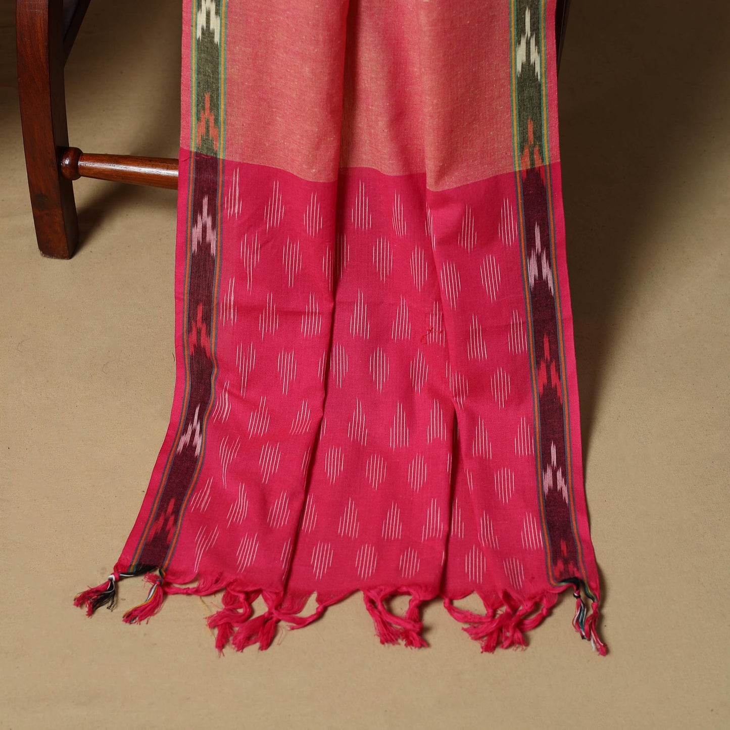Pink - handloom cotton pochampally ikat 3pc unstitched