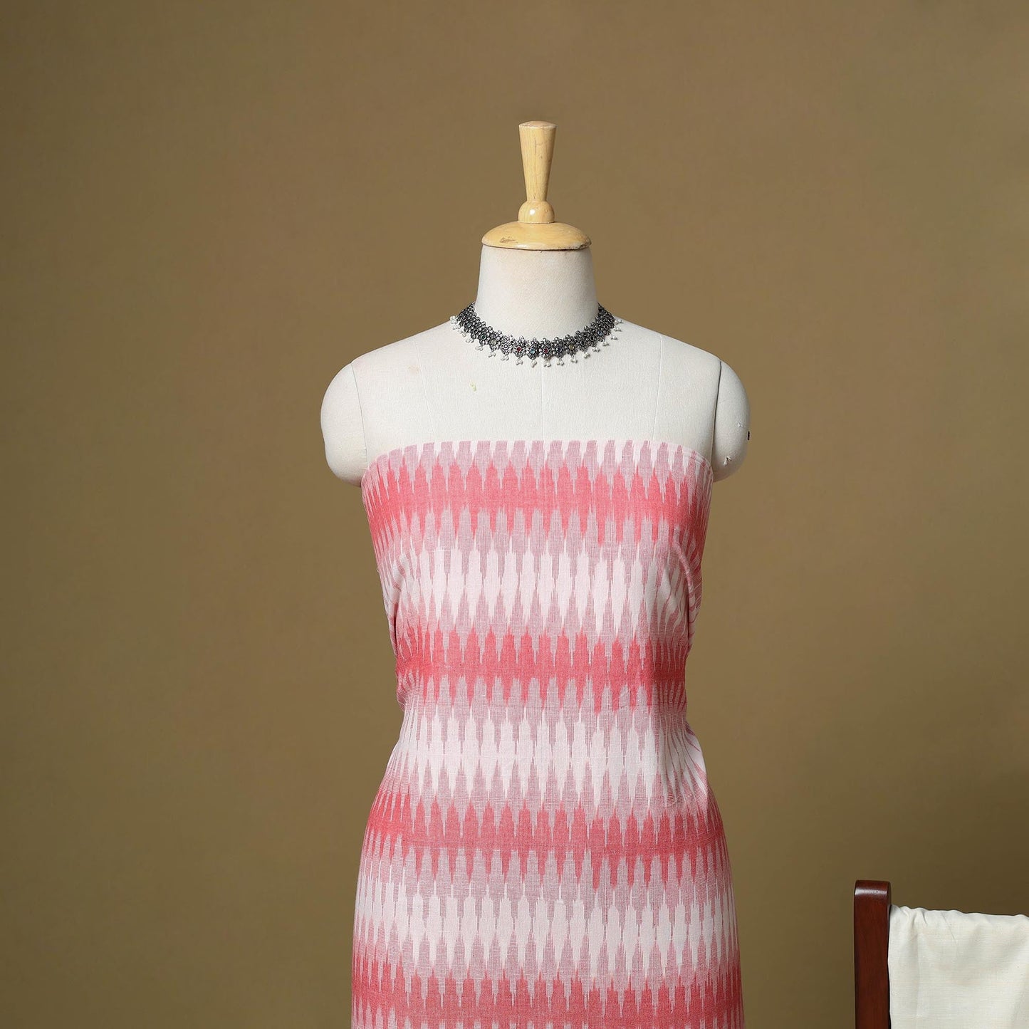 Pink - handloom cotton pochampally ikat 3pc unstitched
