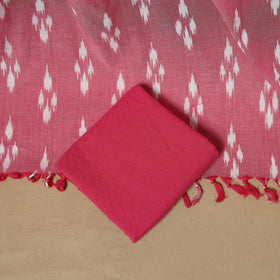 Pink - handloom cotton pochampally ikat 3pc unstitched