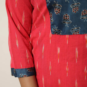 Buy Pink Handloom Cotton Pochampally Ikat Kurta Set Online