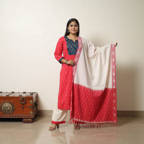 Buy Pink Handloom Cotton Pochampally Ikat Kurta Set Online