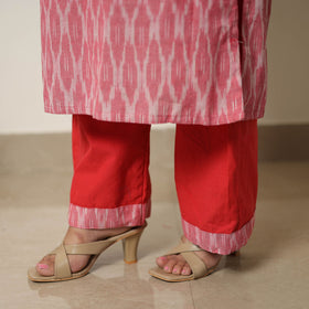  Pink Handloom Cotton Pochampally Ikat Kurta Set 