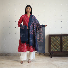 Pink Handloom Cotton Pochampally Ikat Kurta Set (Set of 3)