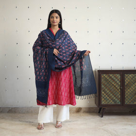 Pink Handloom Cotton Pochampally Ikat Kurta Set (Set of 3)