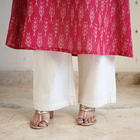 Pink Handloom Cotton Pochampally Ikat Kurta Set (Set of 3)