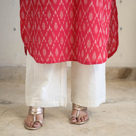 Pink Handloom Cotton Pochampally Ikat Kurta Set (Set of 3)