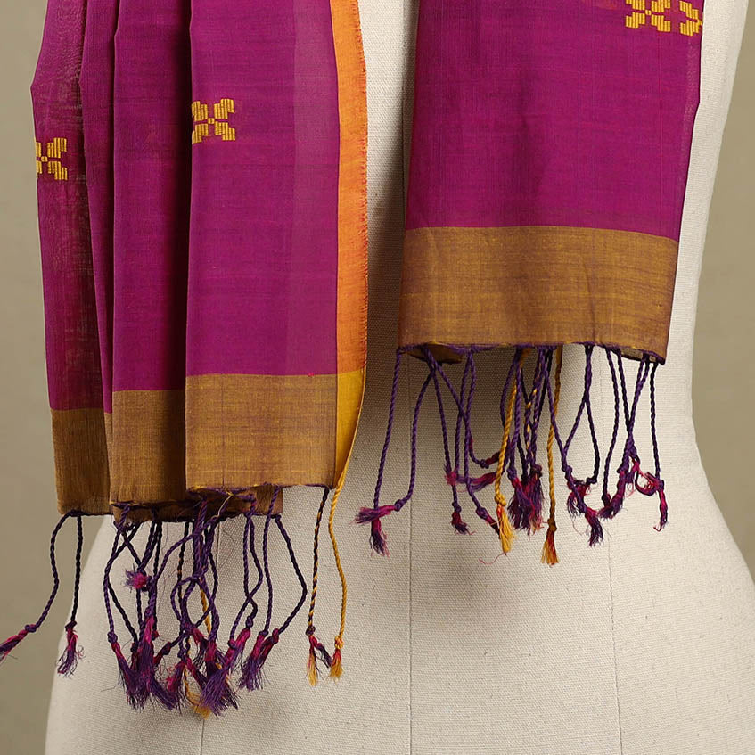 Buy Handloom Cotton Srikakulam Jamdani Stole with Tassels