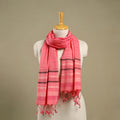 Pink Handloom Cotton Srikakulam Jamdani Stole with Tassels