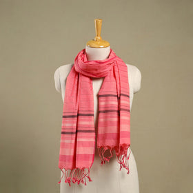 Pink Handloom Cotton Srikakulam Jamdani Stole with Tassels