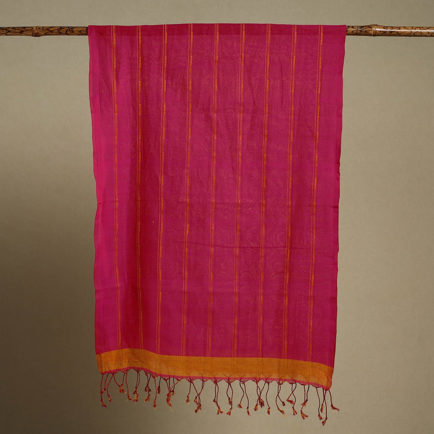 Pink Handloom Cotton Srikakulam Jamdani Stole with Tassels