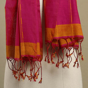 Pink Handloom Cotton Srikakulam Jamdani Stole with Tassels