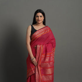 Pink - handloom cotton thread border kanchipuram saree 24
