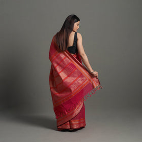 Pink - handloom cotton thread border kanchipuram saree 24