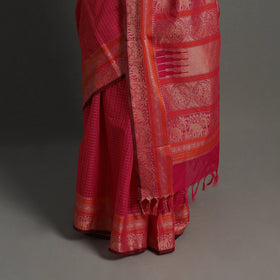 Pink - handloom cotton thread border kanchipuram saree 24