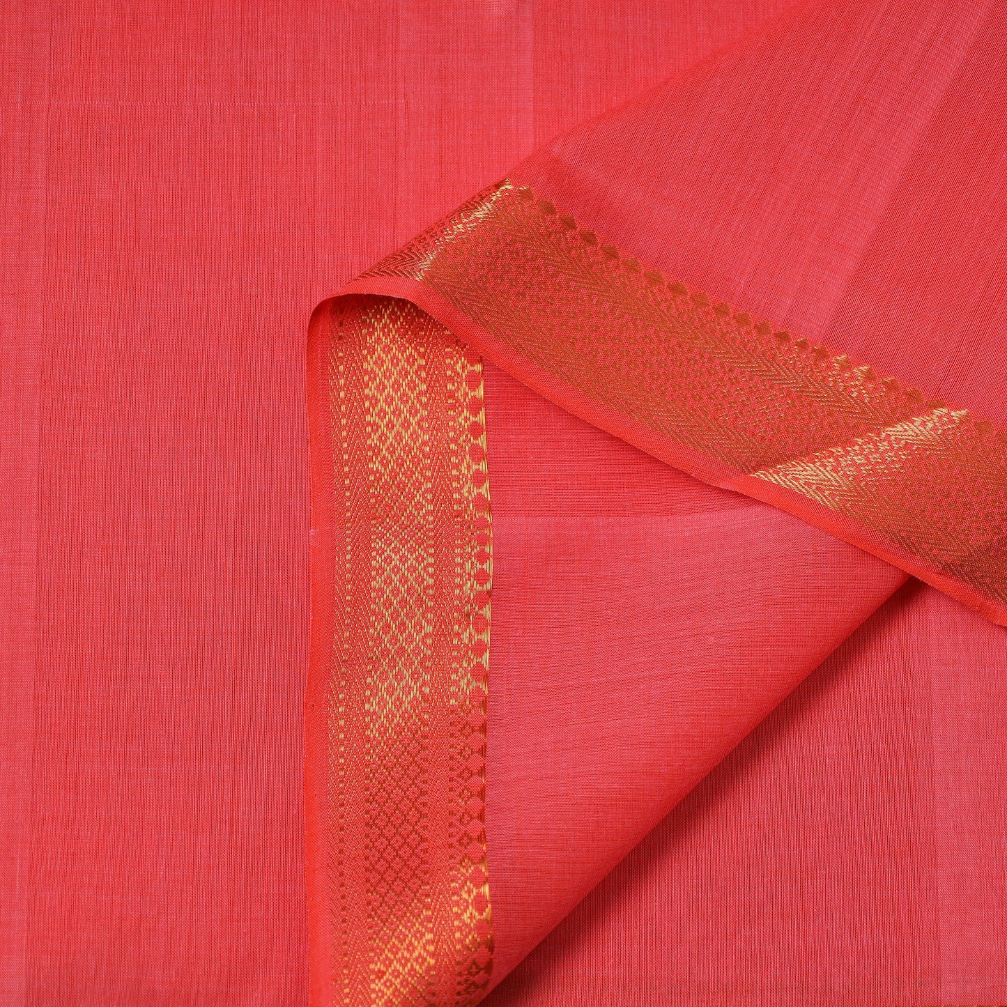 Pink - handloom cotton zari border mangalagiri fabric 09