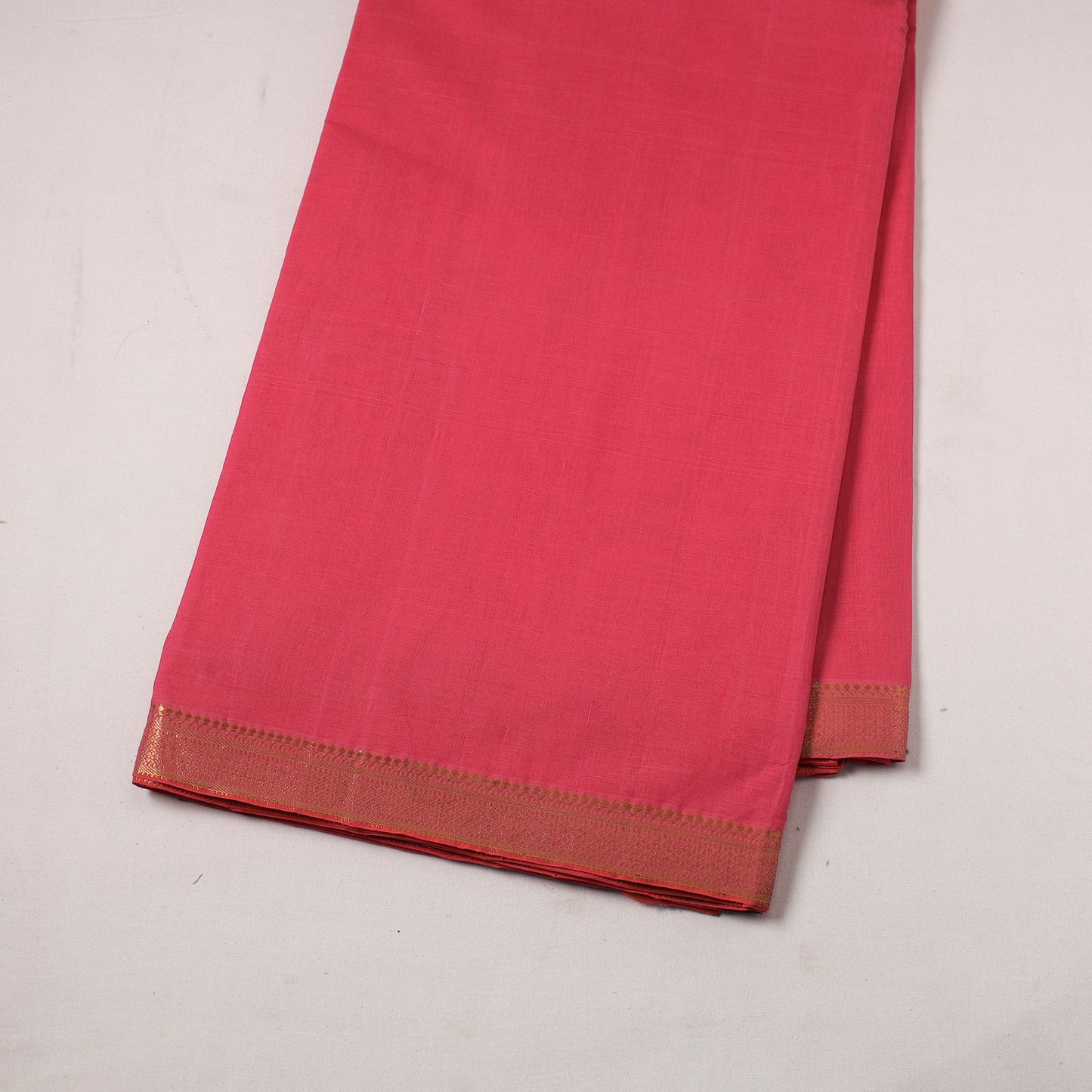 Pink - handloom cotton zari border mangalagiri fabric 18
