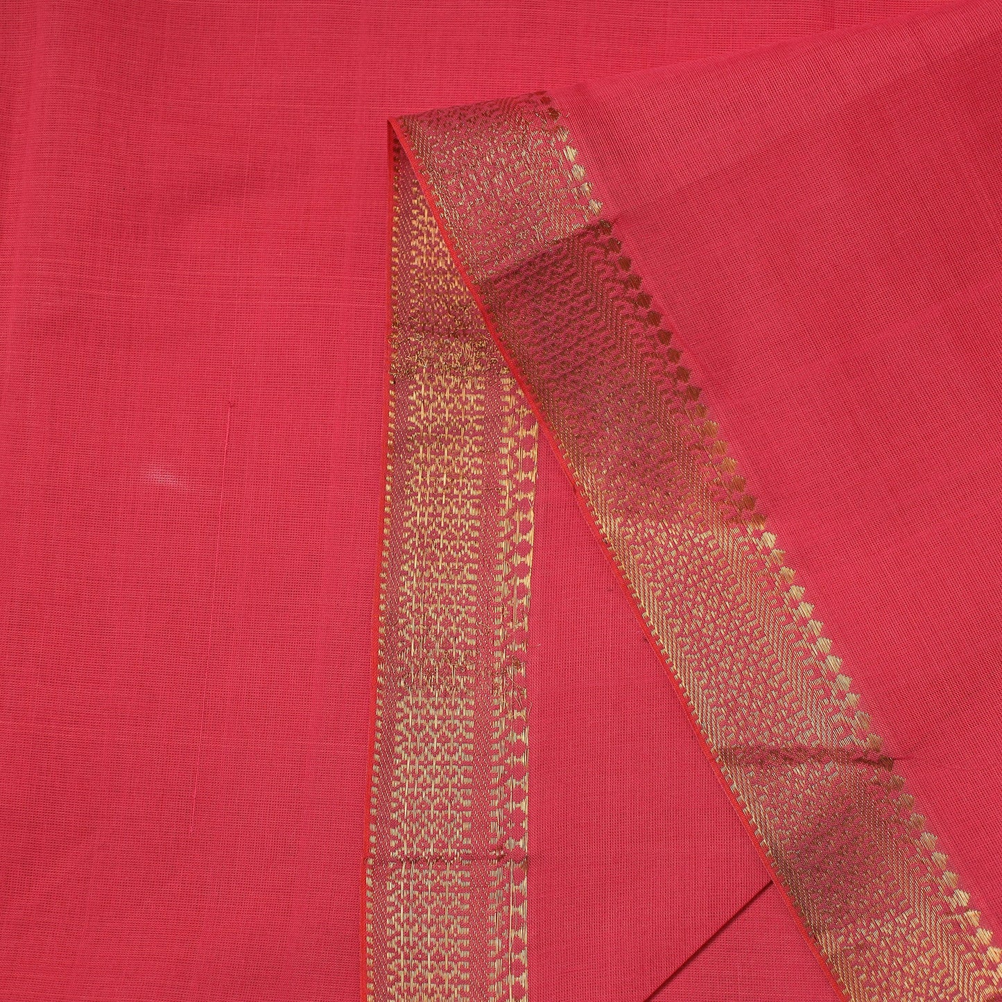 Pink - handloom cotton zari border mangalagiri fabric 18
