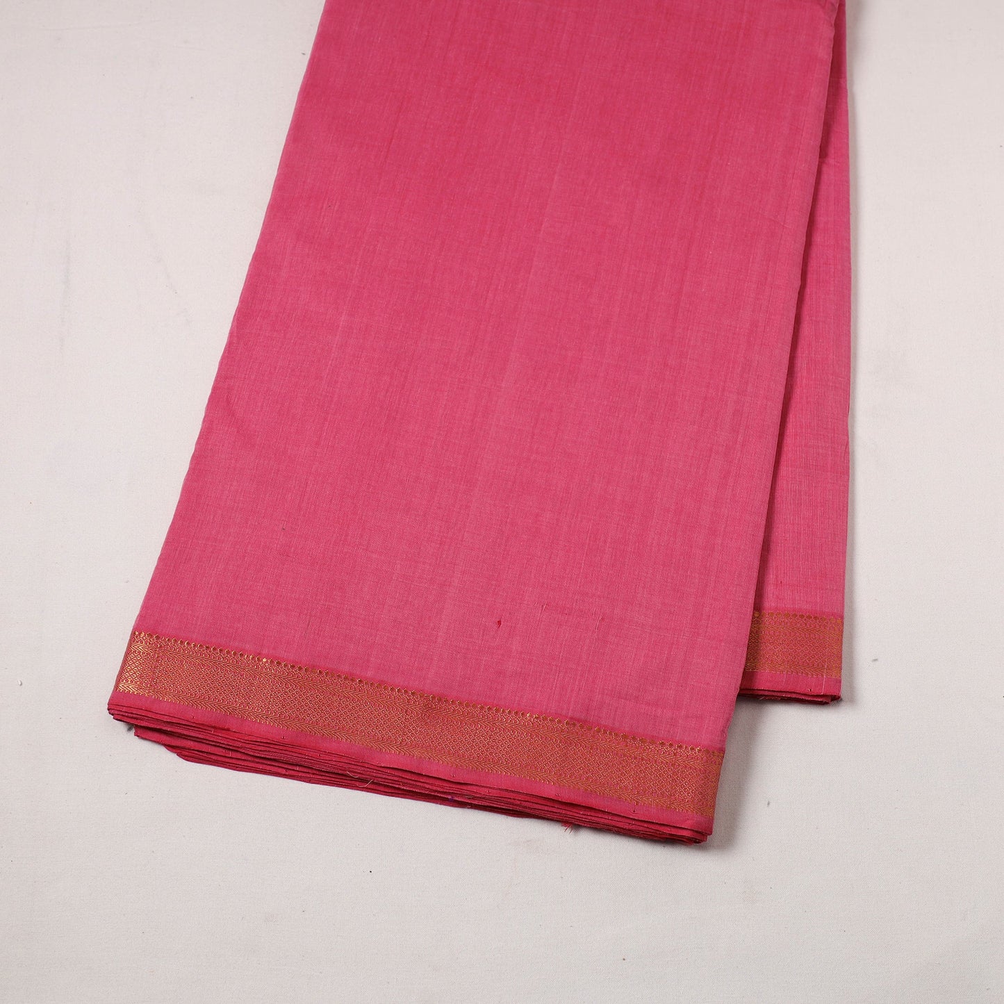 Pink - handloom cotton zari border mangalagiri fabric 22