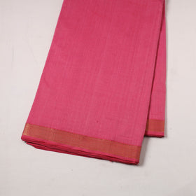 Pink - handloom cotton zari border mangalagiri fabric 22