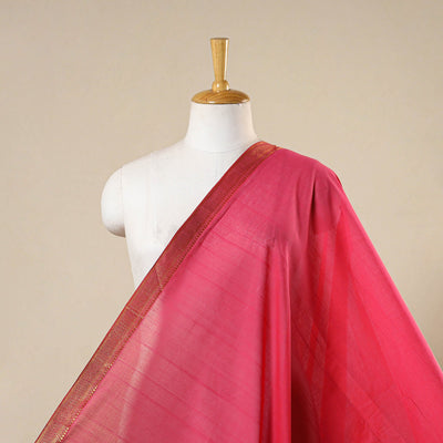Pink - handloom cotton zari border mangalagiri fabric 22