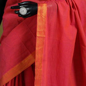 Red - handloom cotton zari border mangalagiri saree 03