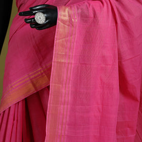 Pink - handloom cotton zari border mangalagiri saree 10