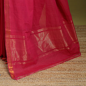 Pink - handloom cotton zari border mangalagiri saree 20