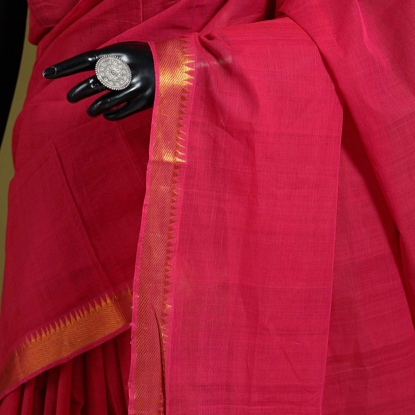 Pink - handloom cotton zari border mangalagiri saree 20