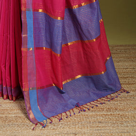 Pink - handloom cotton zari border mangalagiri saree 25