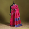 Pink - handloom cotton zari border mangalagiri saree 25