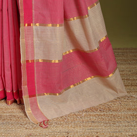 Pink - handloom cotton zari border mangalagiri saree 27