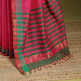 Pink - handloom cotton zari border mangalagiri saree 30