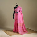 Pink - handloom cotton zari buti phulia jamdani saree 05
