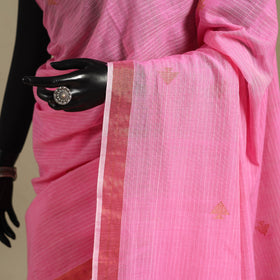 Pink - handloom cotton zari buti phulia jamdani saree 05