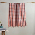 Pink- handloom fine cotton checks bath towel 28