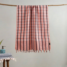 Pink- handloom fine cotton checks bath towel 28
