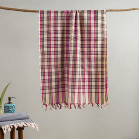 Buy Handloom Fine Cotton Checks Bath Towel