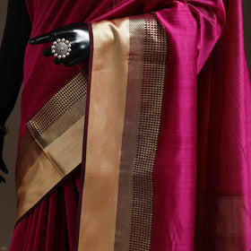Pink - handloom maheshwari saree with resham zari border 17