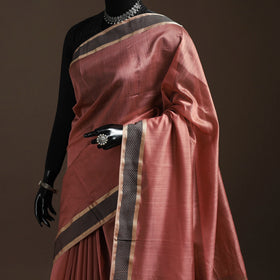 Pink - handloom maheshwari saree with thread border 09