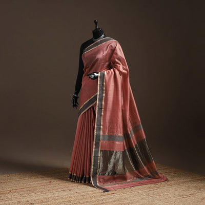 Pink - handloom maheshwari saree with thread border 09