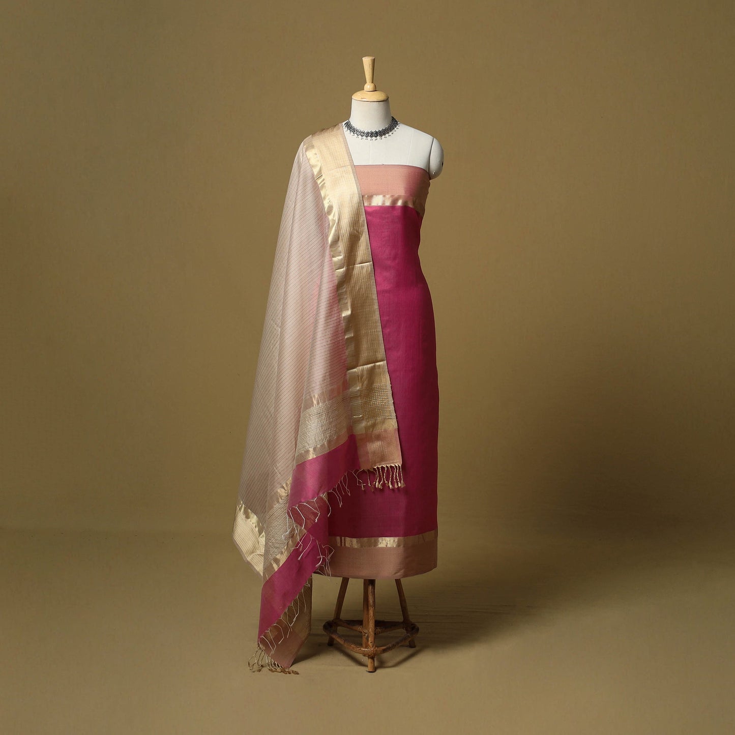 Handloom maheshwari silk 3pc unstitched dress material