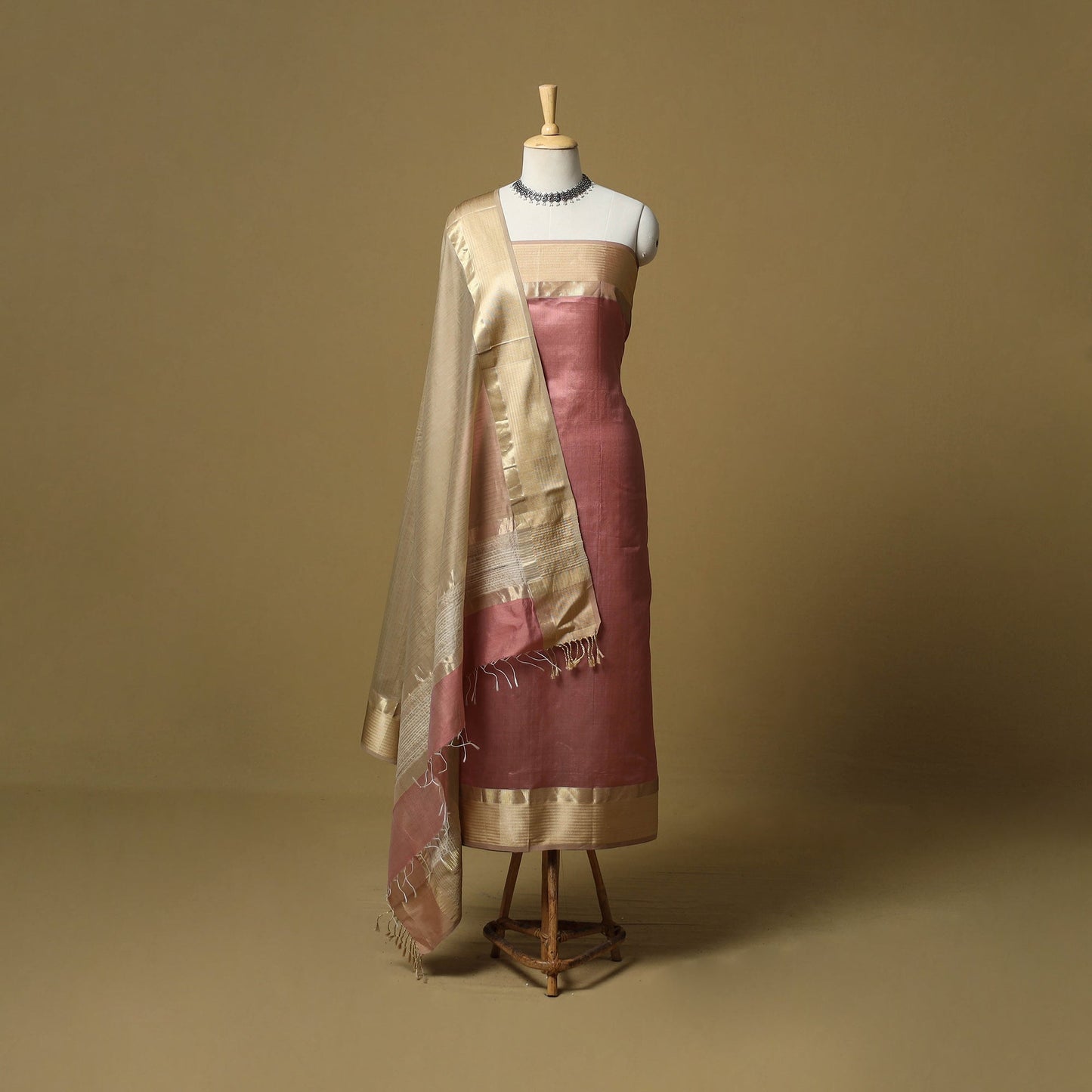 Handloom maheshwari silk 3pc unstitched dress material