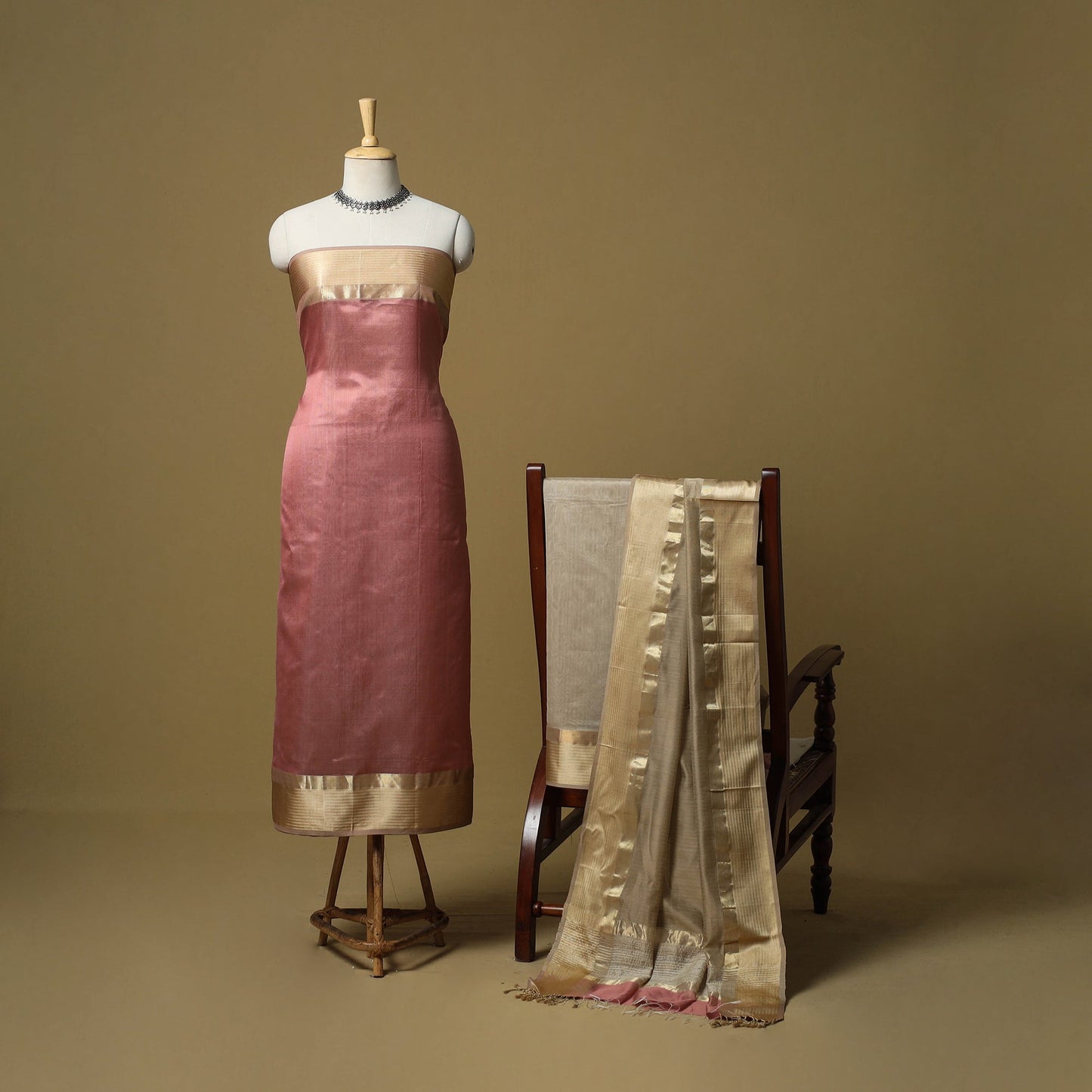 Handloom maheshwari silk 3pc unstitched dress material