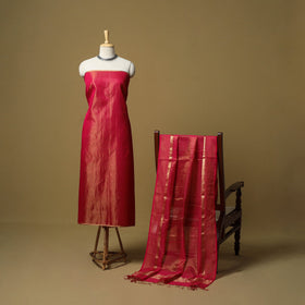 Handloom maheshwari silk tissue zari 2pc unstitched dress